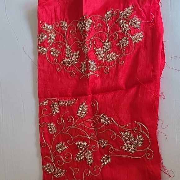 White and red net saree - Picture 8 of 9